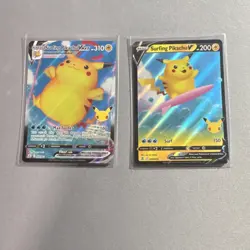 Pokemon Surfing Pikachu VMAX & Surfing Pikachu V Celebrations Holo Cards English - Image 1