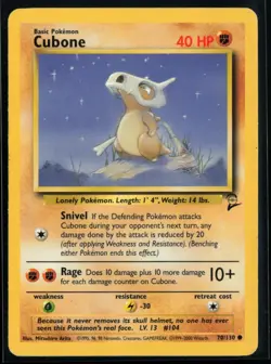 2000 Classic - Base Set 2 Cubone #70 Non Holo Pokemon Card - Image 1