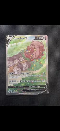 Pokemon TCG Greedent v Fusion Strike Holo Card 257/264 Full Art Ultra Rare - Image 1