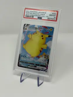 2021 POKEMON JPN 25TH ANV COLL #022 FULL ART/SURFING PIKACHU VMAX PSA 10 - Image 2