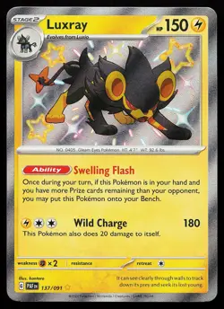Luxray 137/091 Holo Shiny Rare Paldean Fates Pokemon Card - Image 1