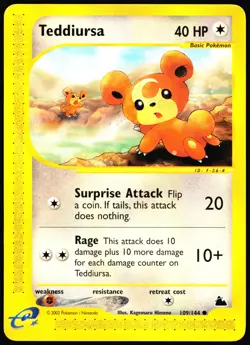 Teddiursa Skyridge #109/144 Non Holo Common Pokemon Card R2-774 - Image 1