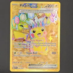 Pokemon TCG SV08 Surging Sparks Pikachu EX Hyper Rare Gold Holo Card 247/191 - Image 1