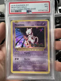 2016 Pokemon XY Evolutions Prerelease Mewtwo Holo 51/108 PSA 7 - Image 1