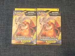Pokemon TCG x2 Unbroken Bonds 3 Booster Pack Wrapped Hanger English 2019 SEALED! - Image 1