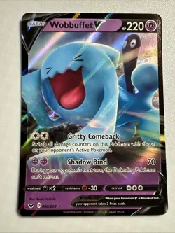 Pokemon TCG Wobbuffet V Sword & Shield Base Set 086/202 Regular Ultra Rare - Image 1