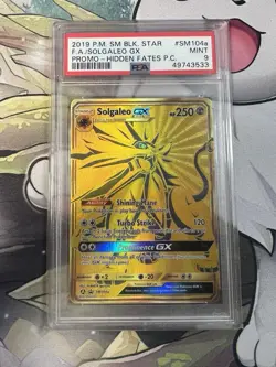 2019 Pokemon Solgaleo GX SM104a Hidden Fates Promo PSA 9 Mint - Image 1