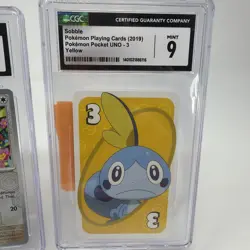 CGC 10 Eevee Reverse Holo & CGC 9 Sobble Pokemon UNO Card Slab Lot - Image 3