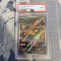 PSA 8 Pikachu 173/165 Sv: 151 MEW-EN Illustration Rare Full Art Pokemon TCG NM - Image 1