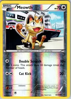 Meowth 80/99 Mirror Reverse Holo Pokemon TCG - Next Destinies - LP - Image 1