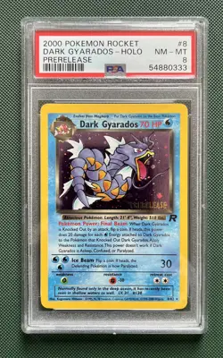 2000 Pokemon Rocket Prerelease #8 Dark Gyarados Holo PSA 8 - Image 1