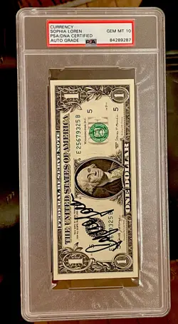Sophia Loren Autograph (PSA 10) GEM-MINT Signed Currency /Crispy Note - Image 3