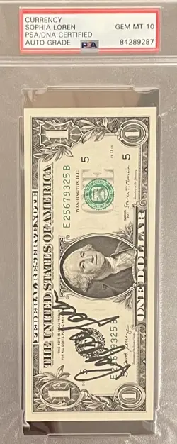 Sophia Loren Autograph (PSA 10) GEM-MINT Signed Currency /Crispy Note - Image 4