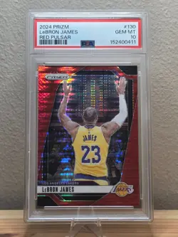 LeBron James PSA 10 2024 Prizm Red Pulsar /75 #119 Lakers POP 3 - Image 1