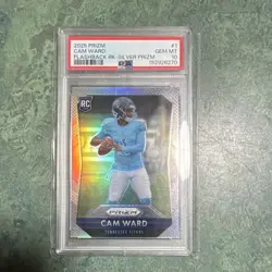 Panini 2025 Prizm Cam Ward Flashback Rookie #1 RK-Silver Prizm PSA 10 Titans - Image 1