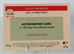 2025 Topps Chrome Platinum #CPA-JWR Justin Wrobleski - Auto RC - Image 2