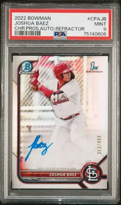2022 1st Bowman Chrome Auto Refractor /499 Joshua Baez #CPA-JB PSA 9 - Image 1