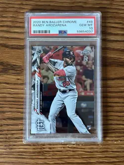 2020 Topps Chrome Ben Baller Randy Arozarena PSA 10 Rookie #49 Mariners RC - Image 1
