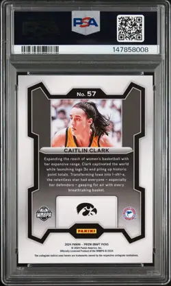 CAITLIN CLARK 2024 PANINI PRIZM DRAFT 57 ROOKIE RC PSA 10 GEM MINT - Image 2