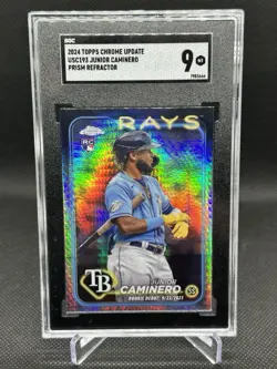 Junior Caminero 2024 Topps Chrome Update Prism Refractor SGC 9 #USC193 Rays - Image 1