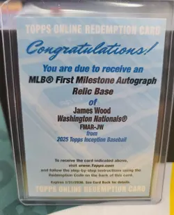 2025 Topps Inception James Wood First Milestone Auto Relic Base Redemption - Image 1