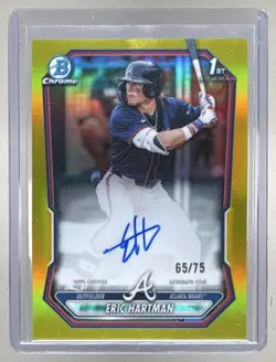 Eric Hartman 2026 Bowman Chrome #CPA-EHA Yellow Refractor 1st RC Auto 65/75 - Image 1