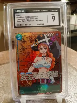 One Piece TCG Nami CGC 9 Alt Art Japanese OP02-036 Paramount War - Image 1