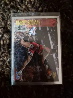 1996-97 Topps NBA at 50 Foil #176 Dennis Rodman w/ Michael Jordan Chicago Bulls - Image 2