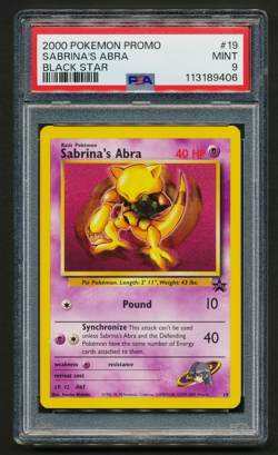 Sabrina's Abra 19 Black Star Promo Pokemon 2000 PSA 9 MINT - Image 1