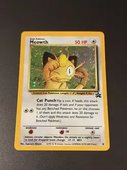 Pokemon TCG Meowth Promo 10 Black Star GB Game Boy Stamped HOLO LP Condition - Image 1