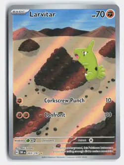 Larvitar 203/197 Illustration Rare Obsidian Flames Pokemon Holo Near Mint - Image 1
