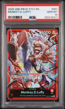 2025 ONE PIECE STARTER DECK ST21-EX GEAR 5 #001 MONKEY D. LUFFY PSA 10 - Image 1