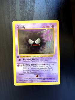 Gastly 50/102 1st Edition Shadowless Base Set Pokemon Card Vintage WOTC LP - Image 1