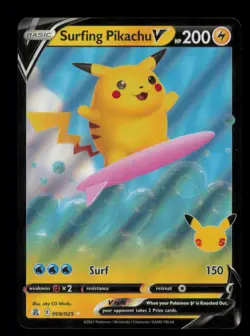 HOLO SURFING PIKACHU V V RARE HOLO 008/025 NM POKEMON - Image 1