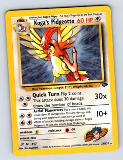 Koga's Pidgeotto 27/132 Rare Gym Challenge Pokemon Unlimited Damaged - Image 1