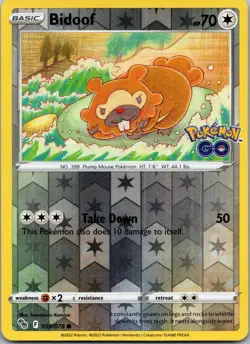 Bidoof 059/078 Common Pokemon GO Pokemon Reverse Holo Near Mint - Image 1