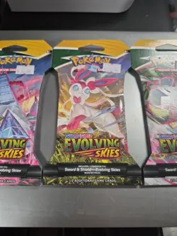 Pokemon TCG Sword & Shield Evolving Skies Sleeved Booster Pack (LOT OF 3) - Image 1