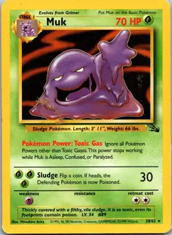 Muk 28/62 Fossil Pokemon TCG Unlimited R DMG - Image 1