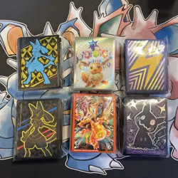 6x Lot New and Sealed Official Pokemon Card Sleeves Surging Prismatic Charizard - Image 1