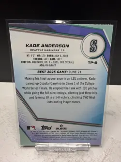 2025 Bowman's Best Top Prospects Kade Anderson #TP-6 Mini-Diamond Refractor /299 - Image 2