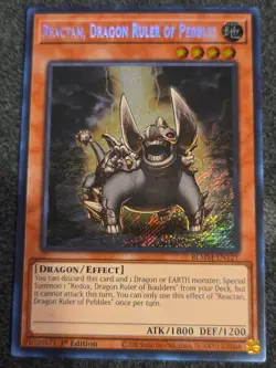 Yugioh Reactan, Dragon Ruler of Pebbles BLMM-EN121 Secret Rare 1st Ed NM - Image 1