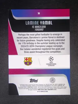 2025-26 Topps Flagship UEFA Lamine Yamal #10 Green Raindrops Holo Foil /99 - Image 2