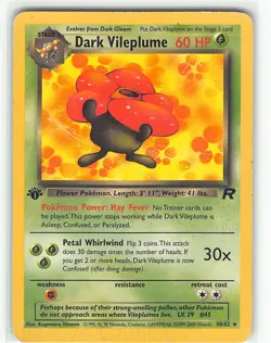 Dark Vileplume 30/82 Rare Team Rocket Pokemon 1st Edition Himeno - Image 1