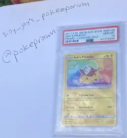 PSA 10 ASH'S PIKACHU POKEMON SUN&MOON I CHOOSE YOU BLACK STAR MOVIE PROMO CARD - Image 2