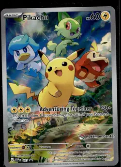 Pikachu 027 SVP 027SVP Pokemon Center Stamp Stamped Paldea Promo Pokemon Card LP - Image 1
