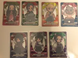 Bandai Demon Slayer stained glass cards completion 7x Chibi trading cards NM - Image 2