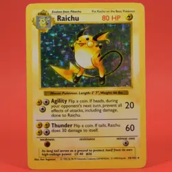 Pokemon TCG English Card Base Set Shadowless Raichu 14/102 Holo Rare - Image 1