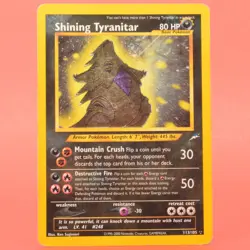 Pokemon TCG English Card Neo Destiny Shining Tyranitar 113/105 Secret Rare Holo - Image 1