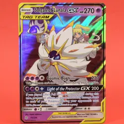 Pokemon English TCG Card Cosmic Eclipse Solgaleo & Lunala GX 75/236 Holo - Image 1