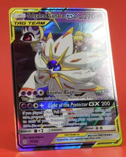 Pokemon English TCG Card Cosmic Eclipse Solgaleo & Lunala GX 75/236 Holo - Image 3